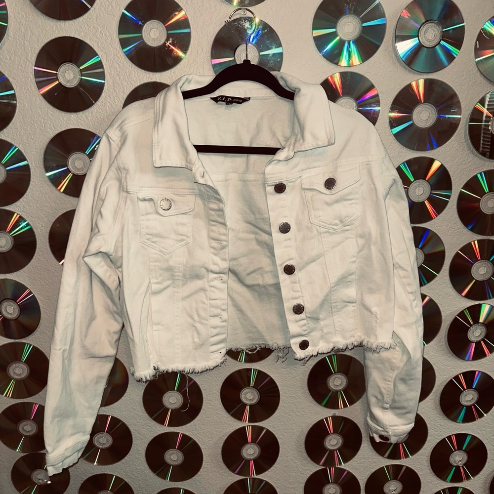 White Cropped Denim Jacket